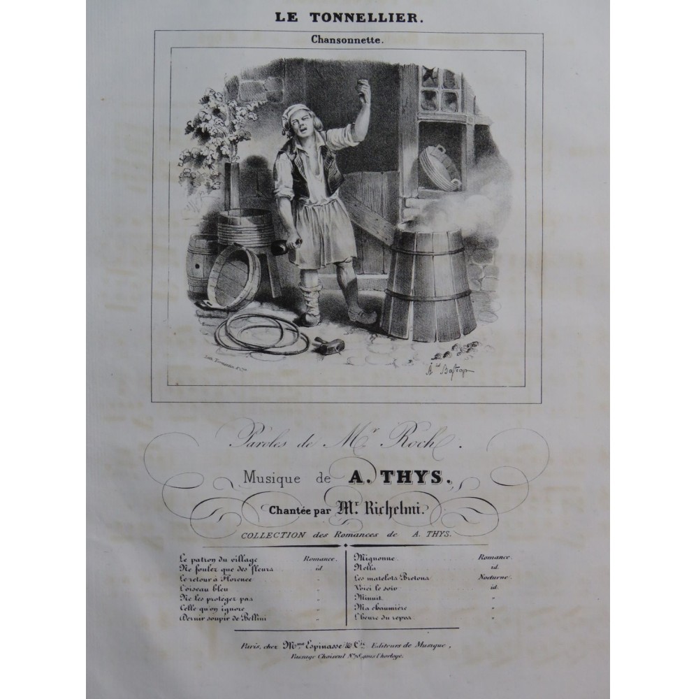 THYS Alphonse Le Tonnellier Chant Piano ca1840