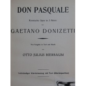 DONIZETTI Gaetano Don Pasquale Opéra en allemand Chant Piano