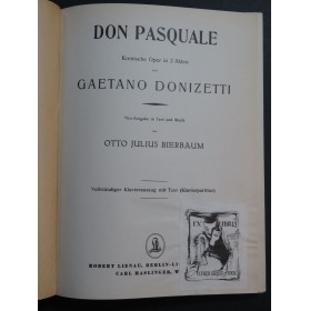DONIZETTI Gaetano Don Pasquale Opéra en allemand Chant Piano