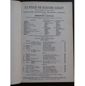 LECOCQ Charles La Fille de Madame Angot Opéra Piano Chant 1873