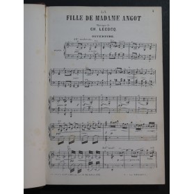 LECOCQ Charles La Fille de Madame Angot Opéra Piano Chant 1873