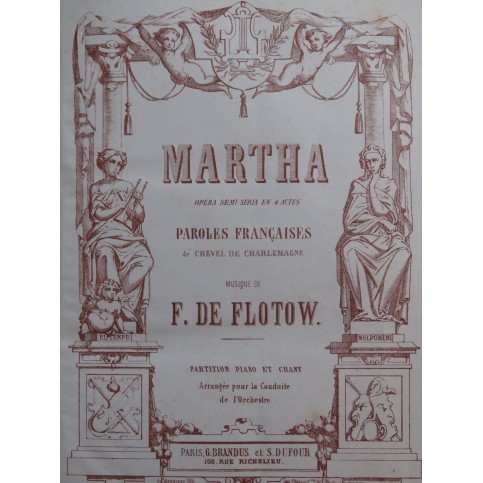 DE FLOTOW F. Martha Opéra Chant Piano ca1860