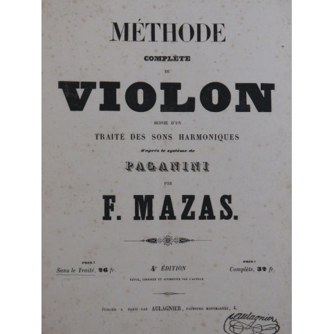 MAZAS F. Méthode Complète de Violon XIXe