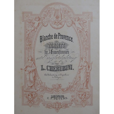 CHERUBINI Luigi Blanche de Provence Terzett Chant Piano ca1890