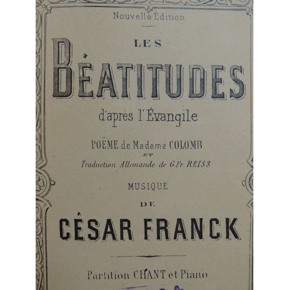 FRANCK César Les Béatitudes Oratorio Chant Piano