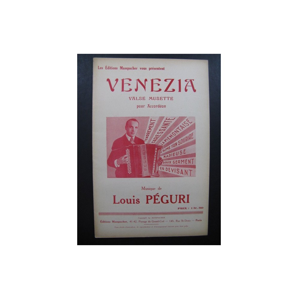 Venezia Valse Musette Louis Péguri Accordéon 1935