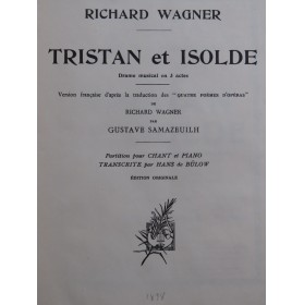 WAGNER Richard Tristan et Isolde Opéra Chant Piano 1928