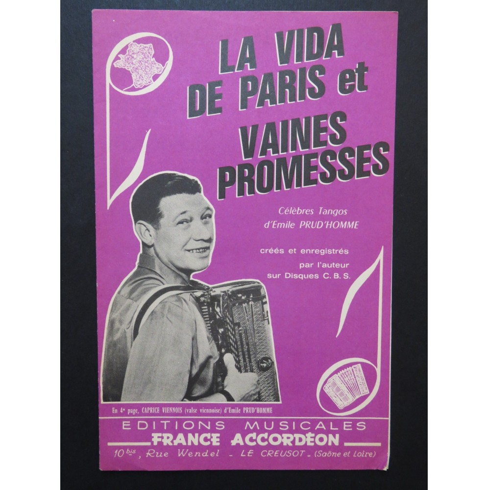 La Vida de Paris et Vaines Promesses Emile Prud'homme Accordéon 1968