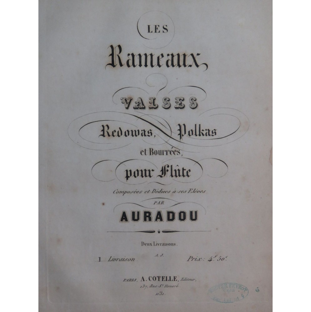 AURADOU Les Rameaux Suite No 1 Flûte ca1850