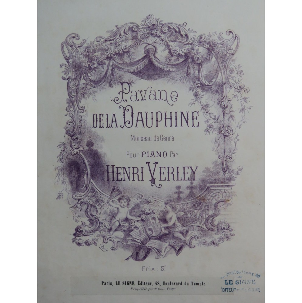 VERLEY Henri Pavane de la Dauphine Piano XIXe siècle