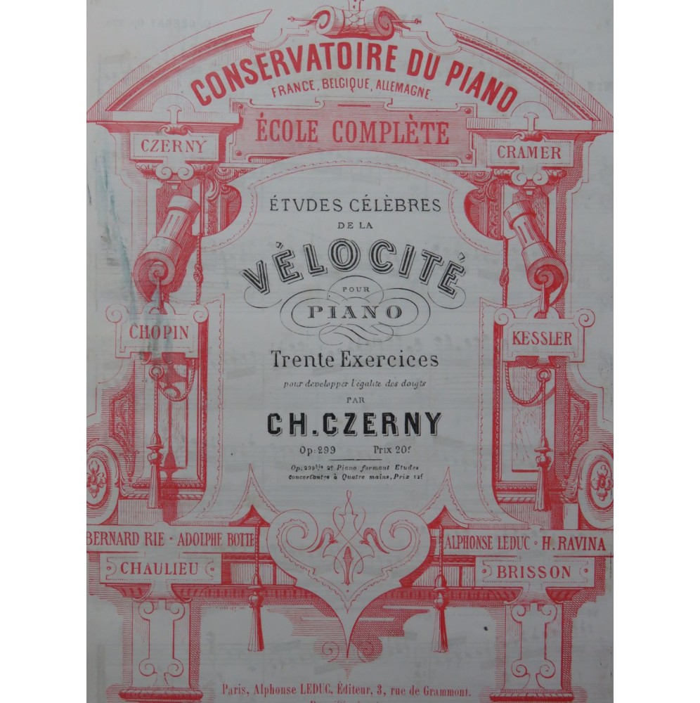 CZERNY Charles Études Célèbres de la Vélocité op 299 Piano XIXe