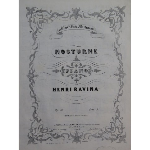 RAVINA Henri Nocturne op 13 Piano ca1850
