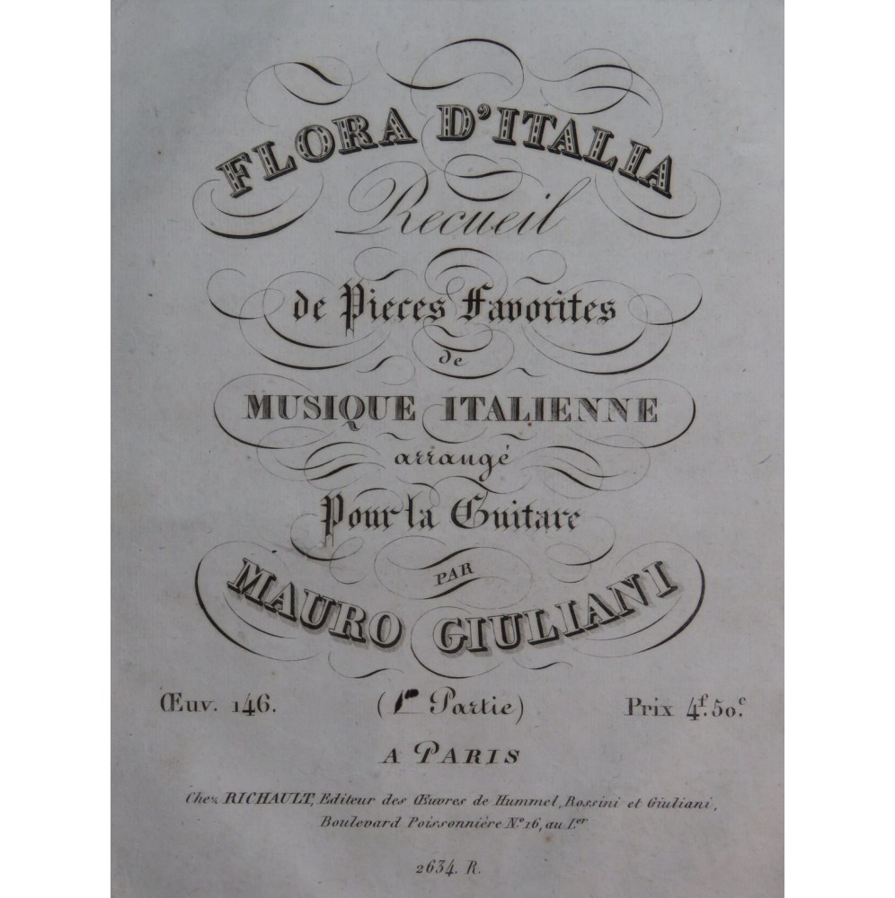 GIULIANI Mauro Flora d'Italia Recueil Pièces op 146 Guitare ca1835