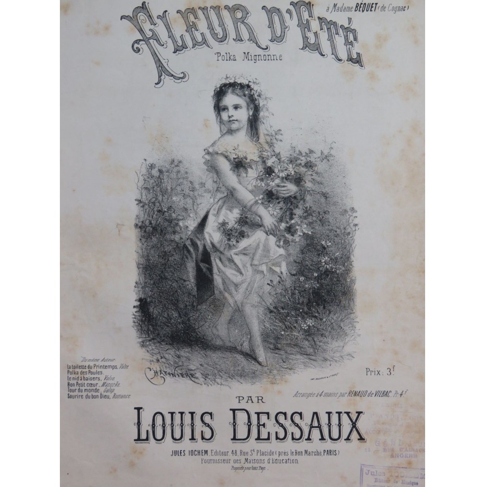 DESSAUX Louis Fleur d'Été Piano XIXe siècle