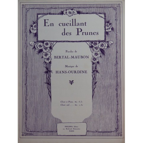 OURDINE Hans En cueillant des Prunes Chant Piano 1931