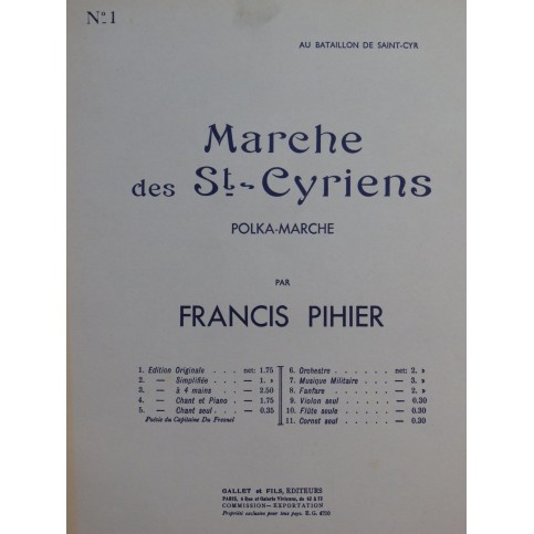 PIHIER Francis Marche des St Cyriens Piano