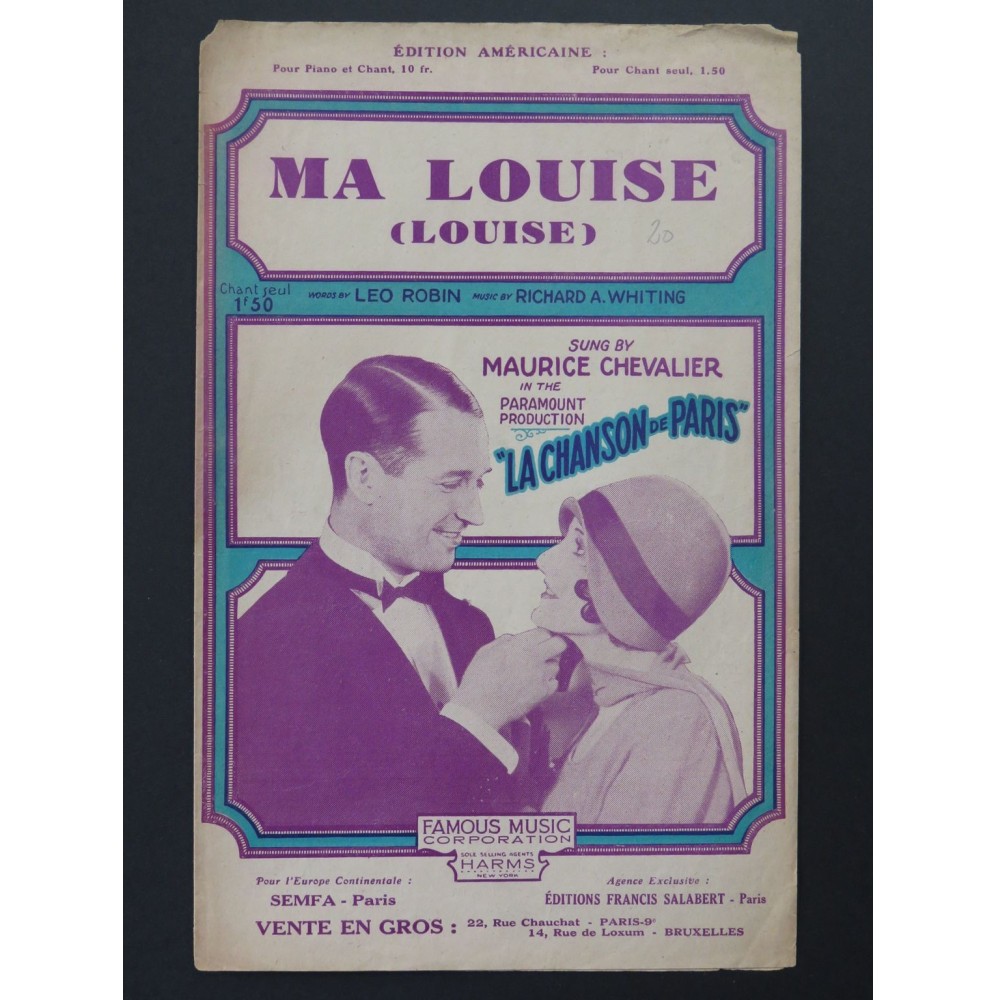 Ma Louise Maurice Chevalier Chanson 1929