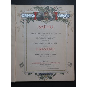 MASSENET Jules Sapho Opéra Chant Piano 1897