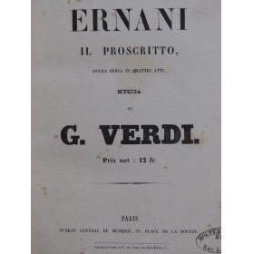 VERDI Giuseppe Ernani Italien Opéra Chant Piano ca1855