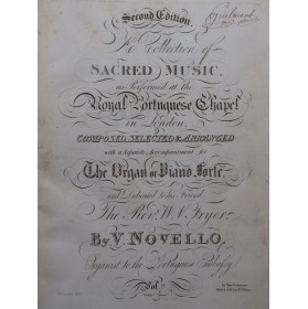 NOVELLO Vincent Collection of Sacred Music Chant Orgue ou Piano 1825