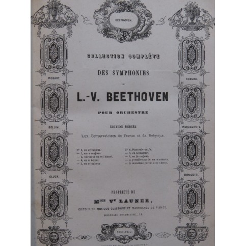 BEETHOVEN Symphonie No 9 pour Orchestre ca1840