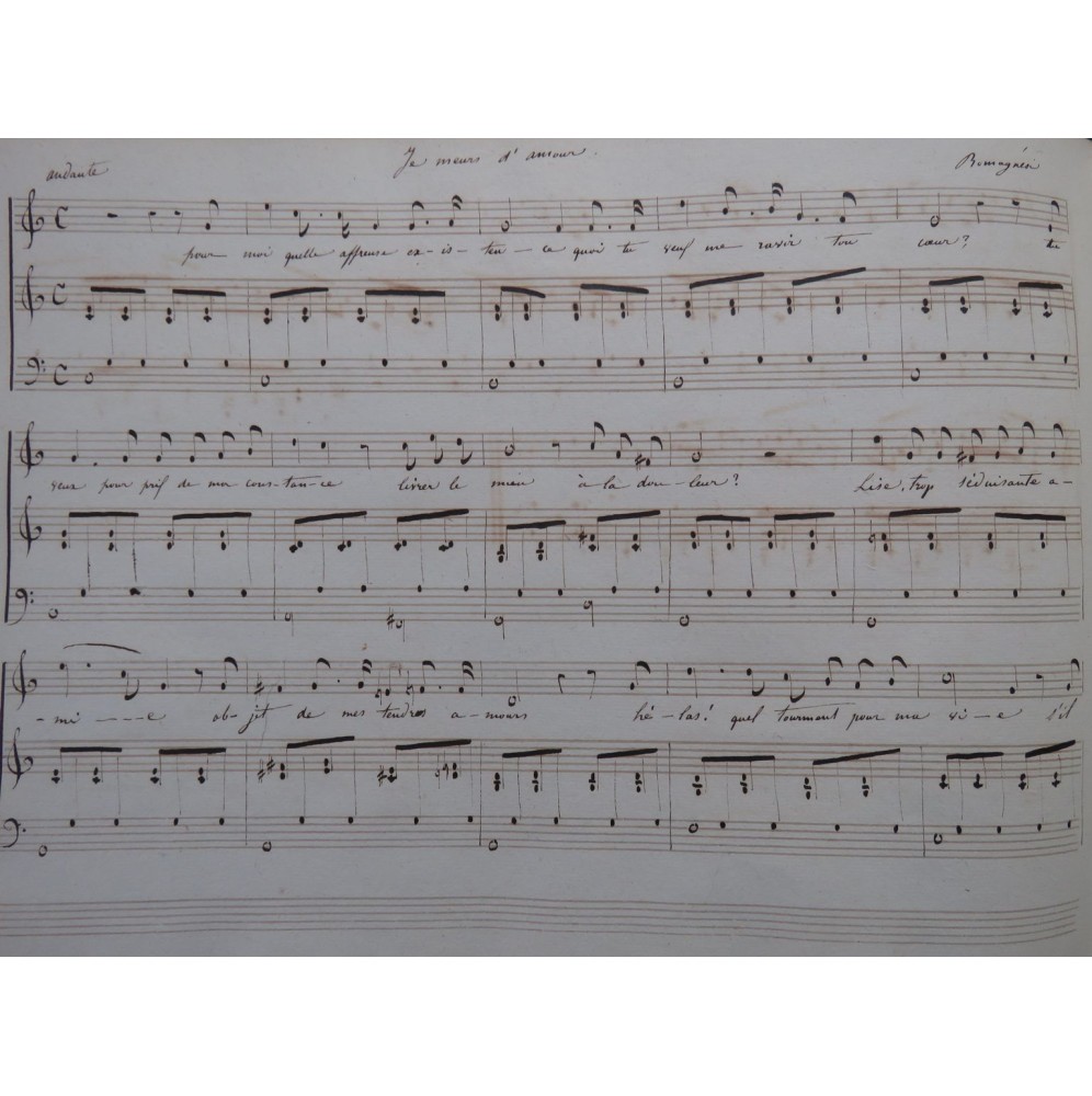 Recueil Partitions manuscrites 100 pièces Chant Piano ca1840
