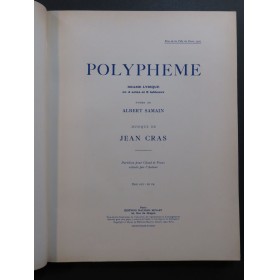 CRAS Jean Polyphème Opéra Chant Piano 1922