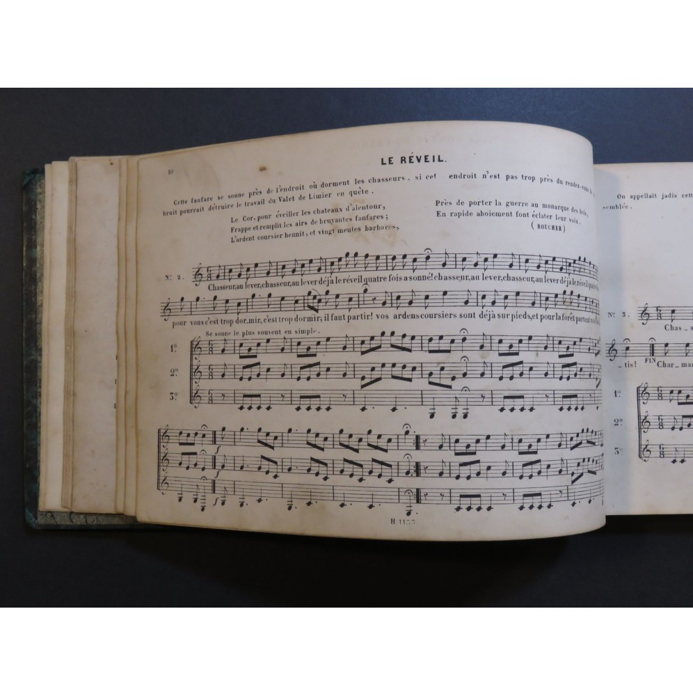 TELLIER N. Grand Album du Chasseur Texte Musique Dessins Trompe 1851