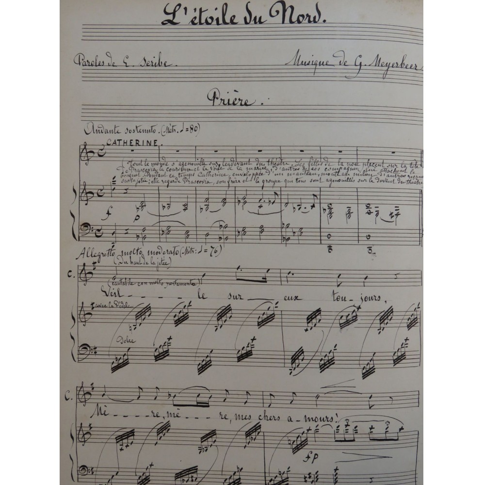 Recueil de Pièces Manuscrites Extraits Opéra Chant Piano XIXe