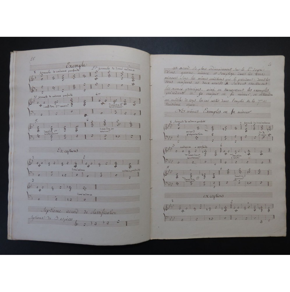 Cours d'Harmonie Manuscrit XIXe siècle