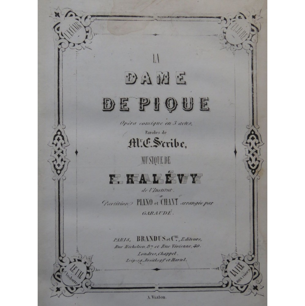 HALÉVY F. La Dame de Pique Opéra Chant Piano 1851
