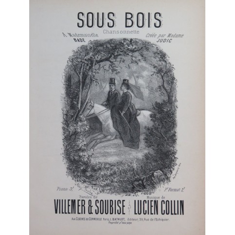 COLLIN Lucien Sous Bois Chant Piano ca1880