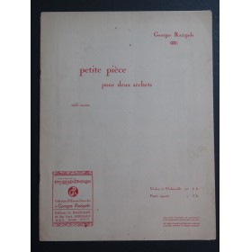 RAZIGADE Georges Petite Pièce pour deux Archets Violon Violoncelle 1929