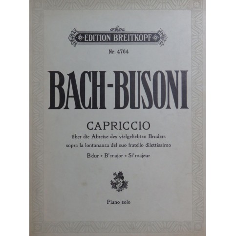 BACH J. S. BUSONI Capriccio Piano