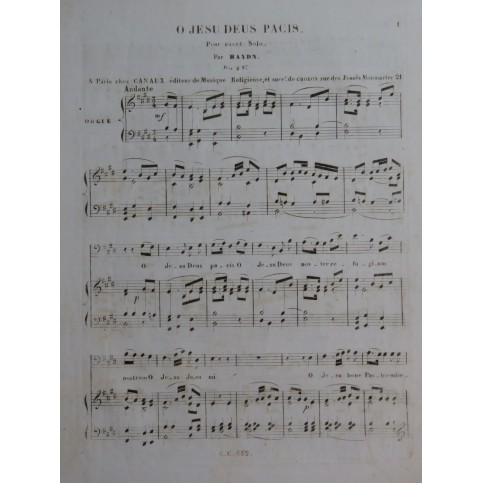HAYDN Joseph O Jesu Deus Pacis Chant Orgue ca1840