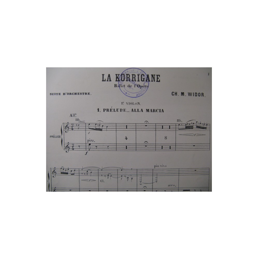 WIDOR Ch. M. LA Korrigane Suite Orchestre 1891