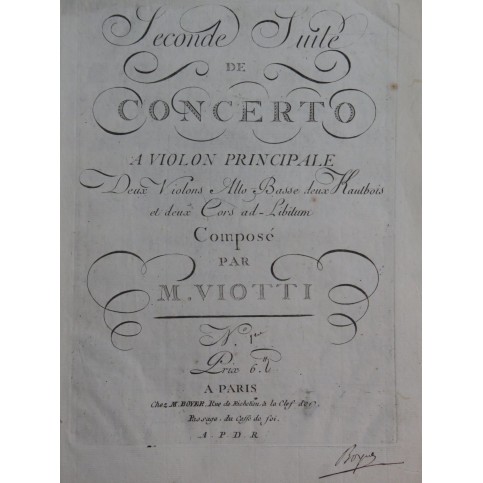 VIOTTI J. B. Seconde Suite de Concerto Violon XVIIIe siècle