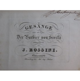 ROSSINI G. Der Barbier von Sevilla No 1 Chant Piano ca1830