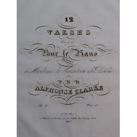 CLARKE Alphonse Douze Valses op 4 Piano ca1830