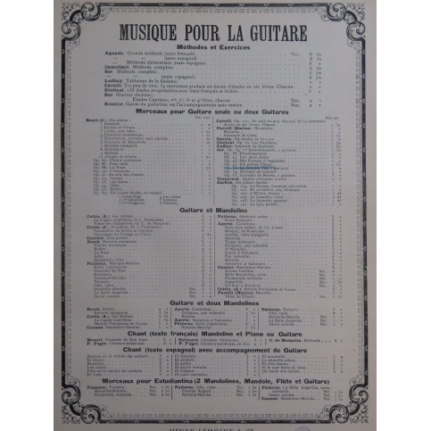 SOR Fernando Six petites Pièces op 45 Guitare 1902