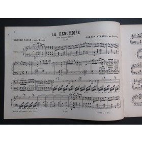 STRAUSS Johann La Renommée Piano ca1874