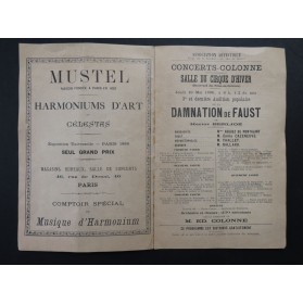 BERLIOZ Hector Programme Concerts Colonne Cirque d'Hiver 1898