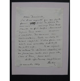 AUBER D. F. E. Lettre Autographe Signée 1869