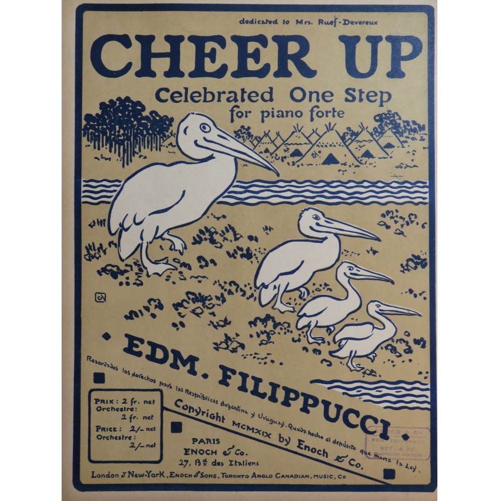 FILIPPUCCI Edmond Cheer Up Celebrated One Step Piano Batterie 1919