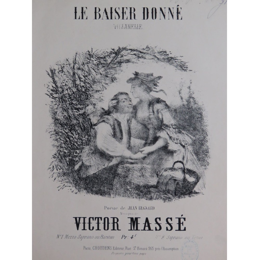 MASSÉ Victor Le Baiser Donné Chant Piano XIXe siècle