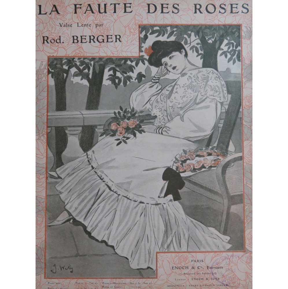 BERGER Rodolphe La Faute des Roses Piano 1903
