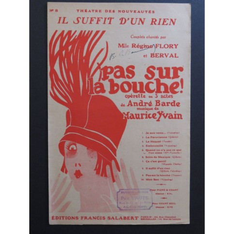 Il suffit d'un rien Pas sur la Bouche Maurice Yvain Chant 1925
