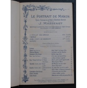MASSENET Jules Le Portrait de Manon Opéra Chant Piano 1894