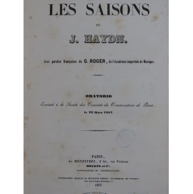 HAYDN Joseph Les Saisons Oratorio Chant Piano 1857