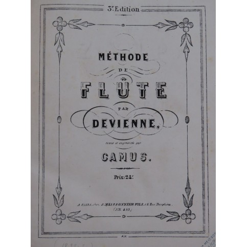 DEVIENNE François Méthode pour la Flûte ca1850